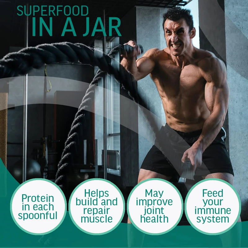 Beef Broth with Collagen Concentrate - Instant bone broth beverage boosted with grass-fed collagen. Halal Broth. Gluten Free, Preservative Free No spices or herbs. Halal Certified 375 gram Jar