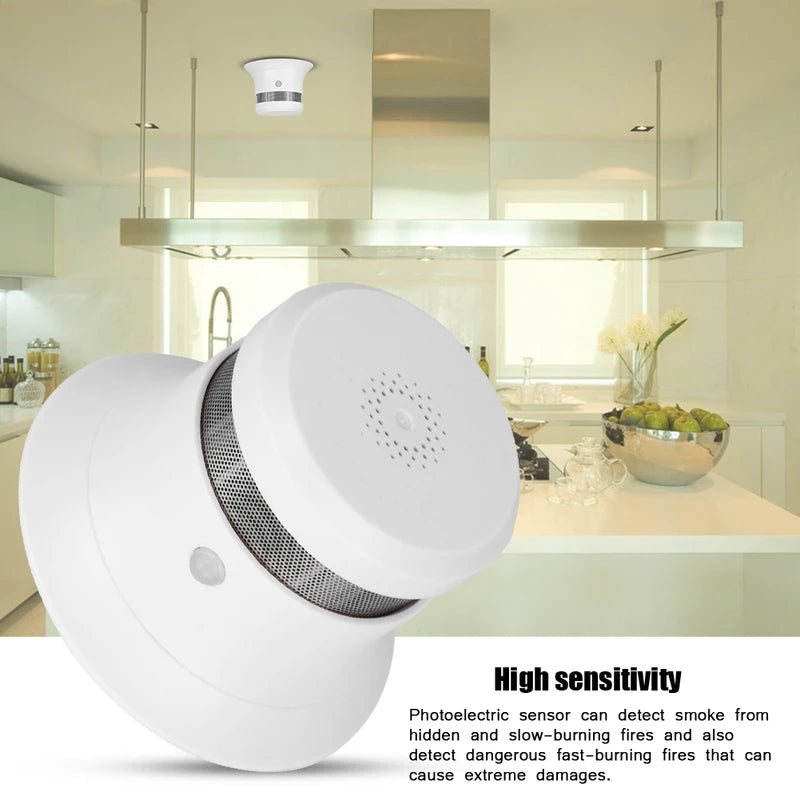 80dB Mini Wireless Photoelectric Smoke Detector Fire Protection Alarm Sensor for Home Security