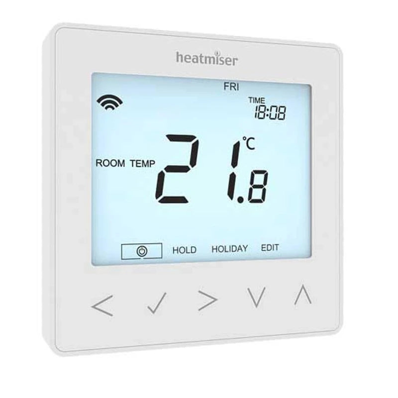 LavaTap Heatmiser NeoStat 12v V2 Programmable Thermostat for 12 Volt UFH Systems (Glacier White)