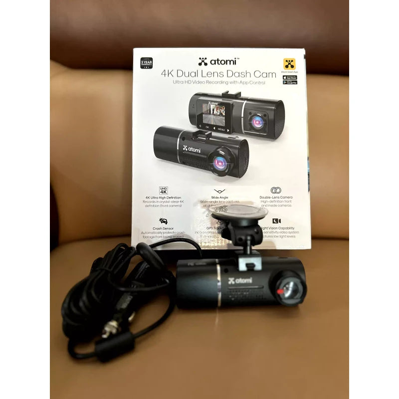 ATOMI 4K Dual Lens Dash Cam Brand New Sealed Auto Car Dashcam W/32GB Card