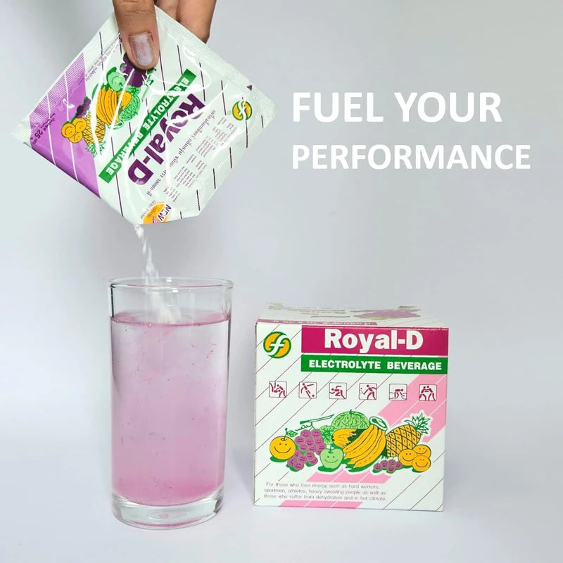 Royal-D Royal-D Electrolyte Beverage Powder - Electrolyte Powder for Dehydration Relief, Isotonic Electrolyte Drink Mix, Electrolyte Drink Mix. Sodium, Potassium - Grape Flavor (8.8 Oz Box, 4 Count)