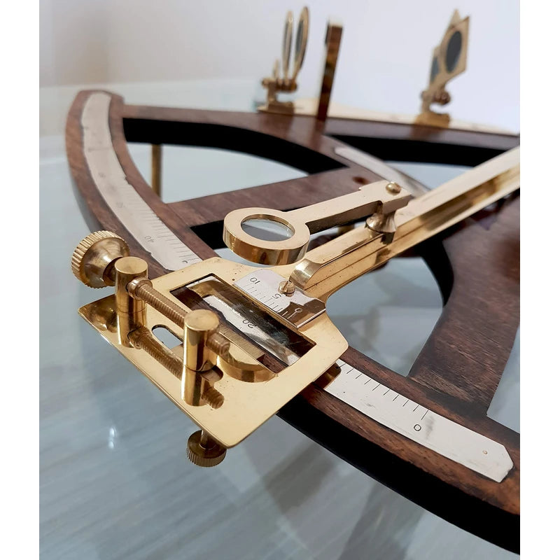 Vintage Wooden Marine Octant Reflecting Instrument Measuring Reflecting Quadrant Ship Sailor Navigation Tool Marine Sextant