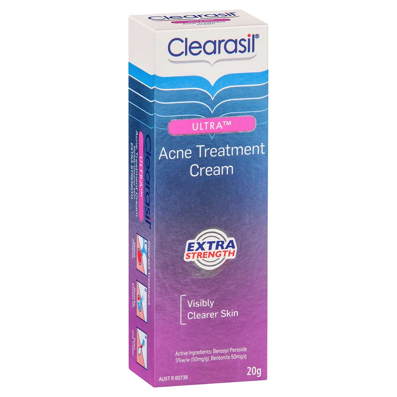 Clearasil Ultra Acne Treatment Extra Strength Face Cream Reduce Pimples, 20g