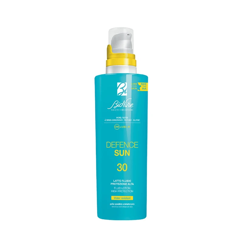 Bionike Defence Sun Sun Lotion - Eco-Friendly SPF 30 for Sensitive and Incompatible Skin, Protective and Antioxidant Effect, Waterproof, Strengthens and Repairs Skin 200ml