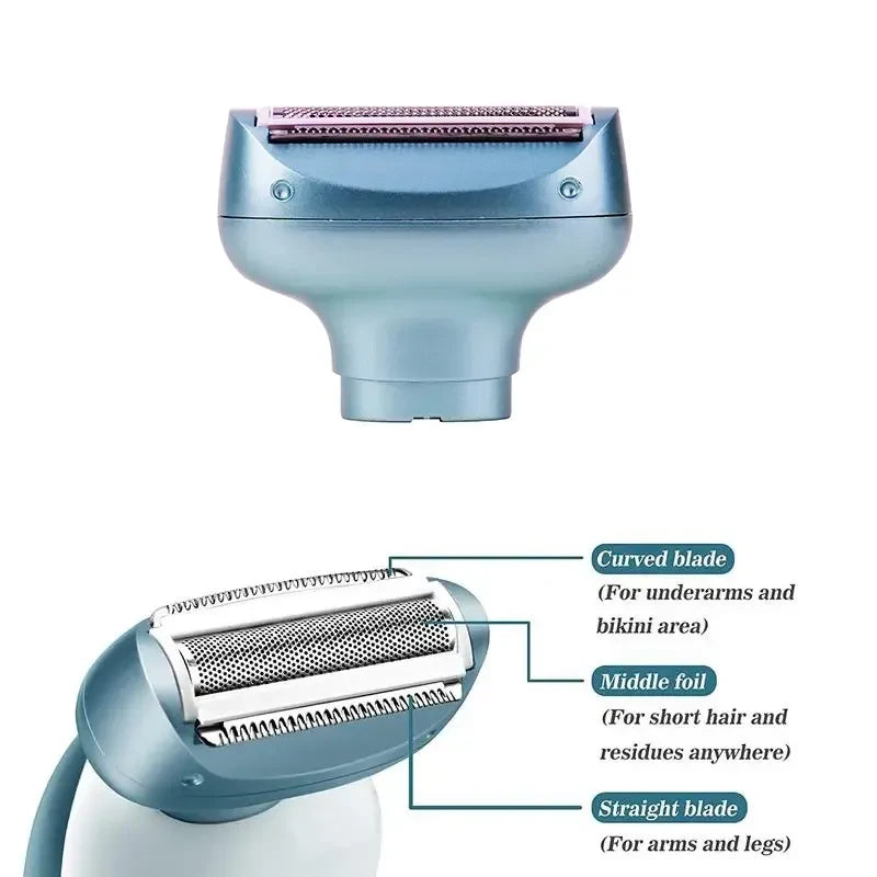 Akunbem Bikini Trimmer for Women, Electric Shaver and Razor Rechargeable 2-in-1 Body and Facial Epilator