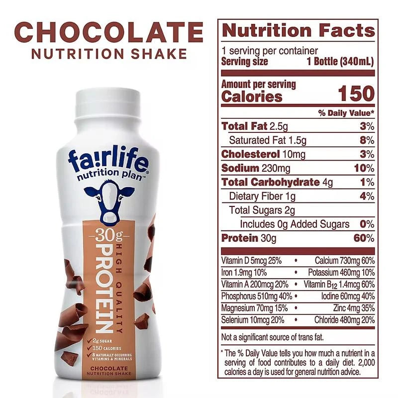 Fairlife Nutrition Plan High Protein Chocolate 30g Shake, Gelatin Free, 11.5fl.oz, 12 Pack