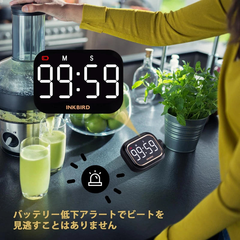 INKBIRD Digital Timer, Countup/Countdown Timer, Backlit One Button Operation, USB Rechargeable, Portable Timer for Jogging, Yoga, Meeting, Study, Reading, Cooking, IDT-02