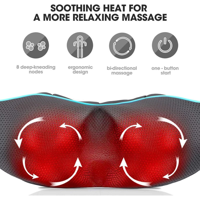Massager with Heat - Deep Tissue Kneading Electric Back Massage for Neck, Back, Shoulder, Waist, Foot - Shiatsu Full Body Massage, Relax Gift for Her/Him/Friend/Dad/Mom