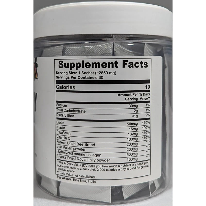 Bee Vitality Shot, Bee Pollen & Royal Jelly, 30 Sachets - EXP: 4/26