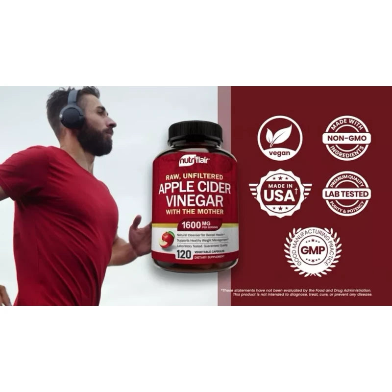 Apple Cider Vinegar Capsules - 1600mg with The Mother 120 Vegan Keto Pills | Apple Cider Vinegar