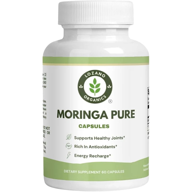 Cápsulas de Moringa en polvo, 800 mg de polvo de moringa puro rico en nutrientes, un superalimento antioxidante verde natural, apoya la energía, la salud de la piel, la salud intestinal+ - con