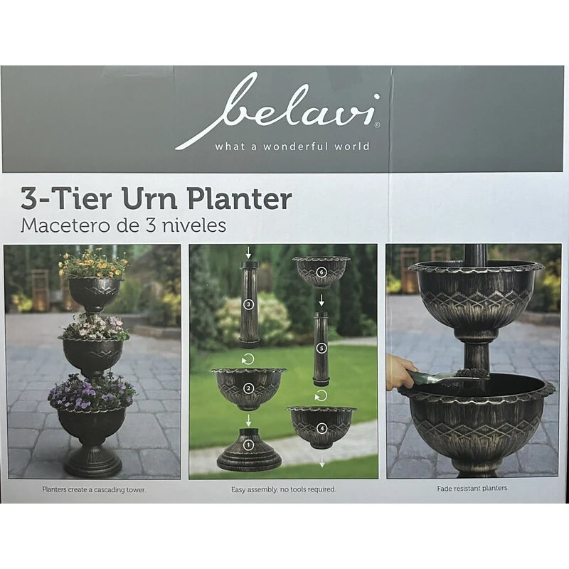 Belavi 3-Tier Stackable Urn Bowl Planter