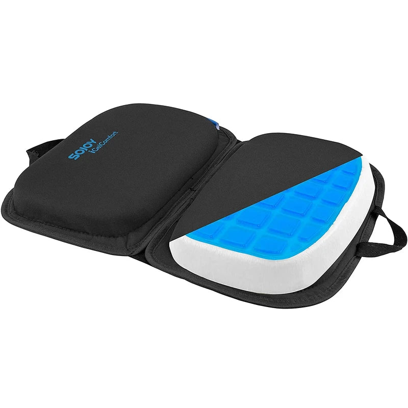 Sojoy iGelComfort 3 in 1 Foldable Gel Seat Cushion Featured with Memory Foam (A Must-Have Travel Cushion! Smart, Easy Travel Cushion) (Size: 18.5“ x 15" x 2")