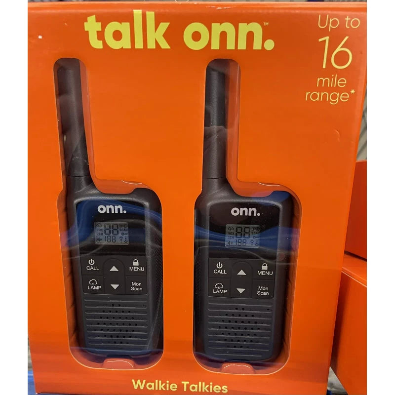 onn. ONN 16 MILE WALKIE TALKIE 2 PACK TWO WAY WALKIES NEW