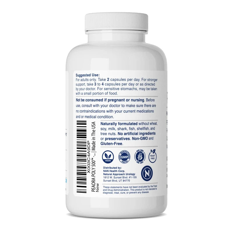 PEAORA PEA-500 - Support for Bladder, & Pelvic Discomfort | For Women & Men | Made in the USA | High-Absorption Palmitoylethanolamide & Resveratrol