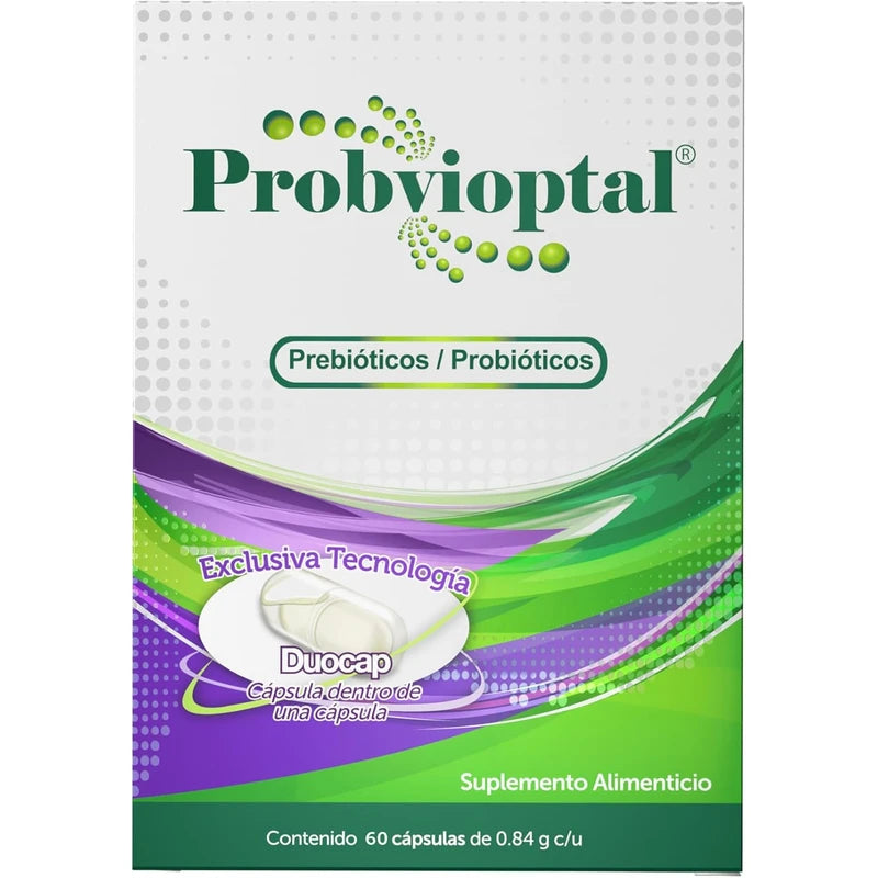 Probvioptal™ Probióticos y Prebióticos | 14,000 Millones de UFC | 60 Cápsulas con Tecnología Duocap | Salud Digestiva e Inmunológica | Sin Gluten | Alta Potencia | B BOMUCA