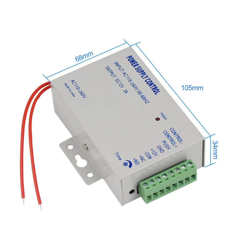 LIBO Smart Home Access Control Power Supply K80 Power Switch DC 12V 3A/5A AC 110~260V for All Types Access Control System Door Lock with Time Delay (K803A)