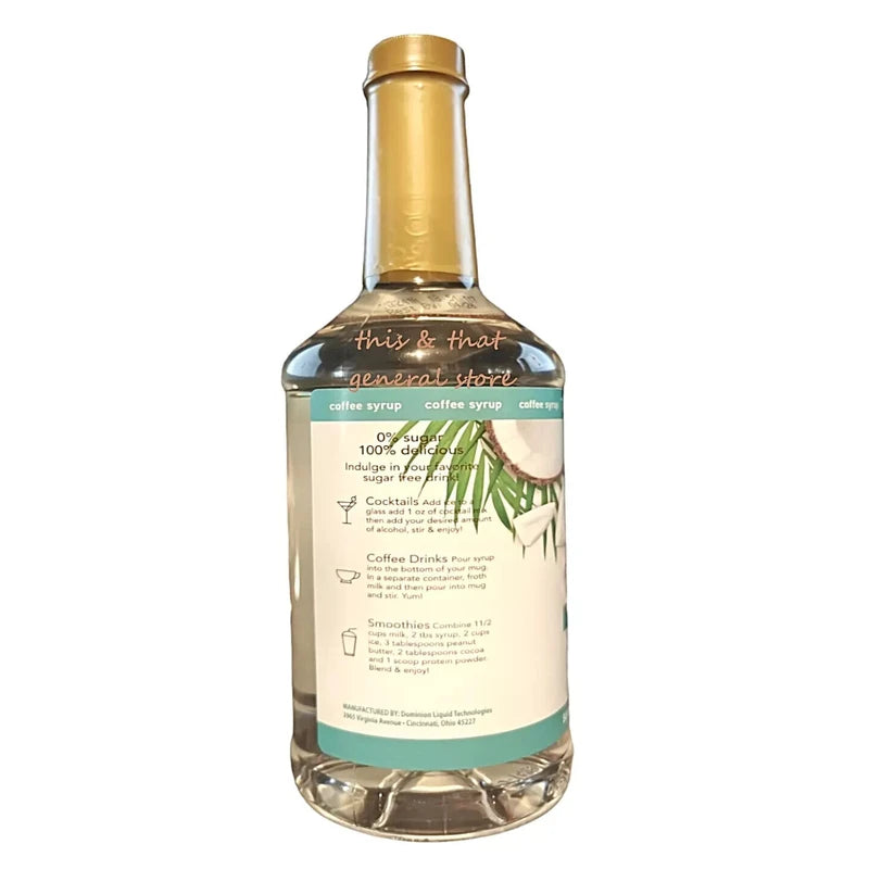 JOES COFFEE SYRUP 2 LITER BUNDLE +1 PUMP DISPENSER JOES COFFEE SYRUP Sugar free TOASTED COCONUT