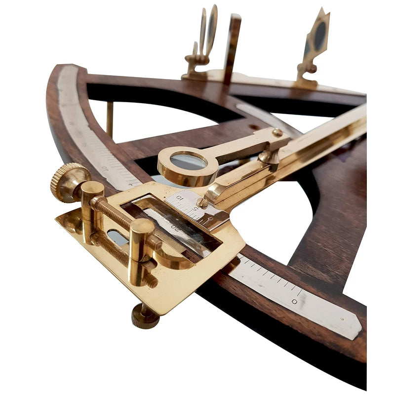 Vintage Wooden Marine Octant Reflecting Instrument Measuring Reflecting Quadrant Ship Sailor Navigation Tool Marine Sextant