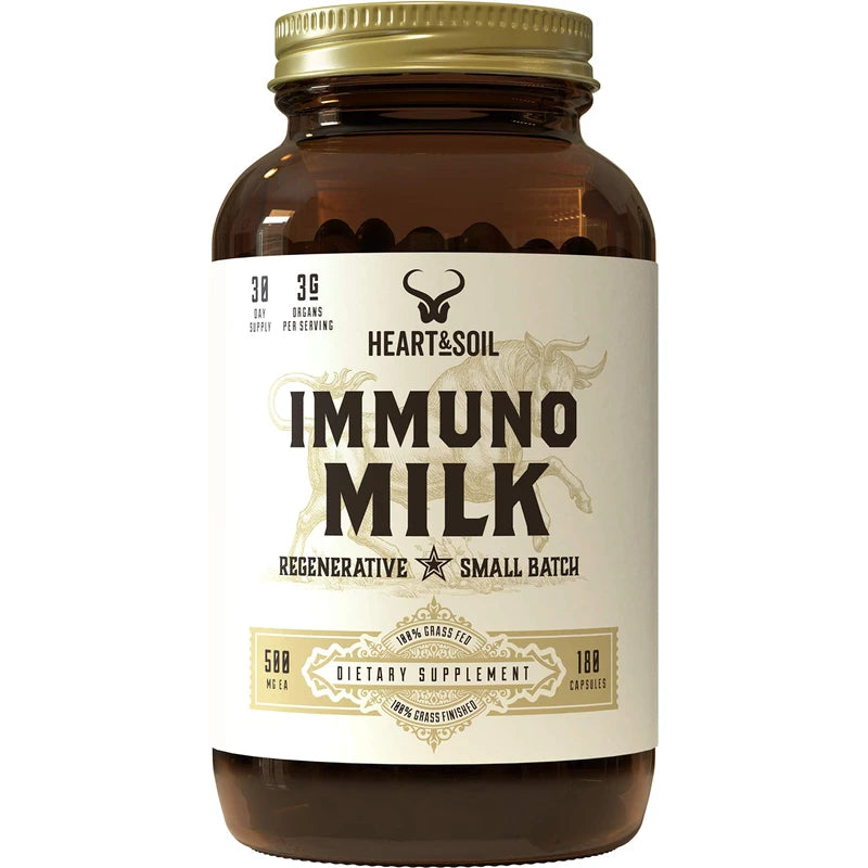 Heart & Soil Immunomilk Supplement — Grass Fed Colostrum to Support Gut and Immune Health (180 Capsules)