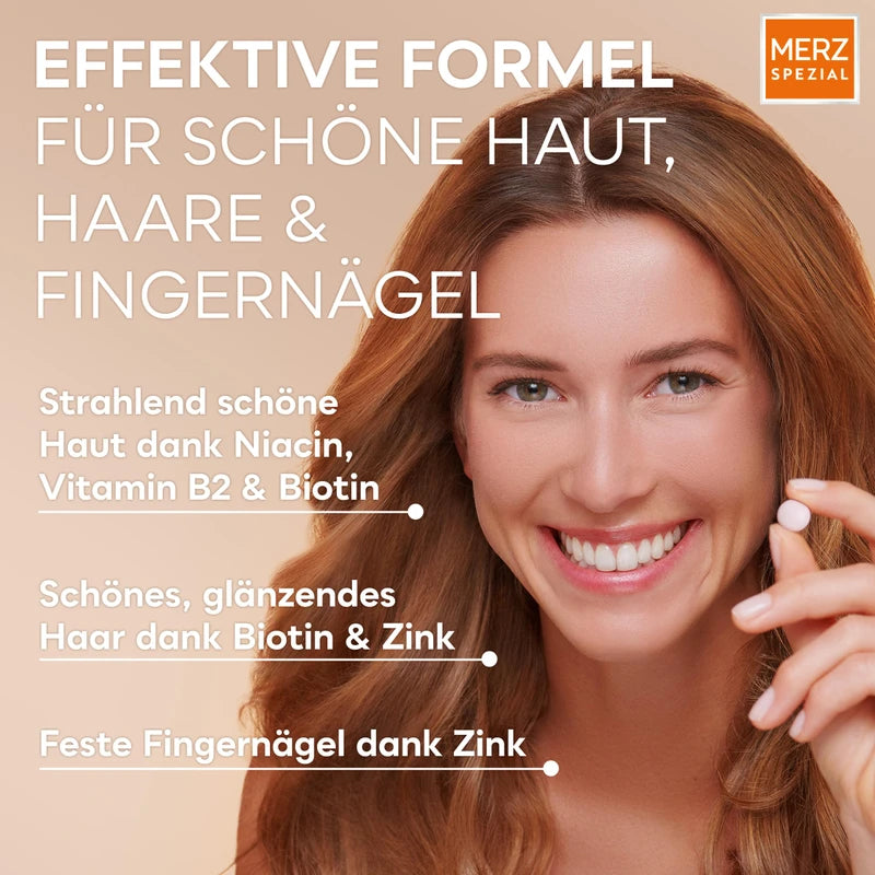 Merz Spezial Skin Hair Nails Dragees - 1 x 120 Tablets - Dietary Supplement with 13 Micro Nutrients for Radiant Skin, Shiny Hair and Firm Fingernail