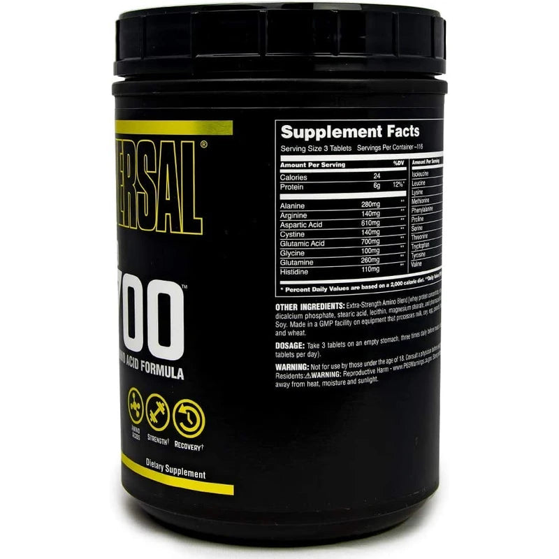 Universal Nutrition AMINO 2700 enthält hochwirksame Aminosäurergänzung in L-Form & peptidengebundene Aminosäuren, für den Aufbau von Kraft & Erhöhung der fettfreien Muskelmasse, 350 Tabletten