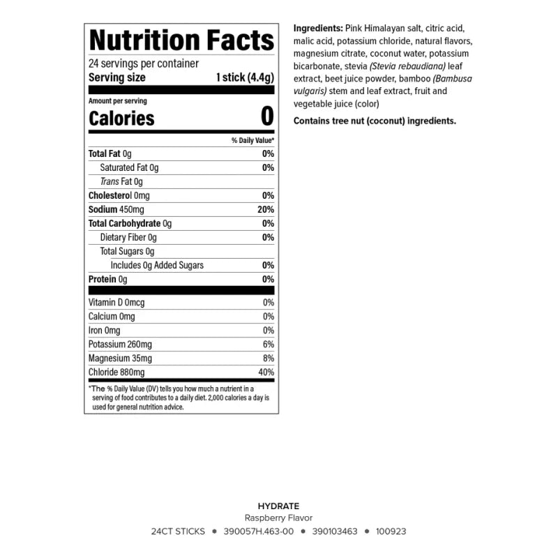 Isagenix New Hydrate Electrolytes Drink Mix 24 Sticks 0.1oz Raspberry Flavor