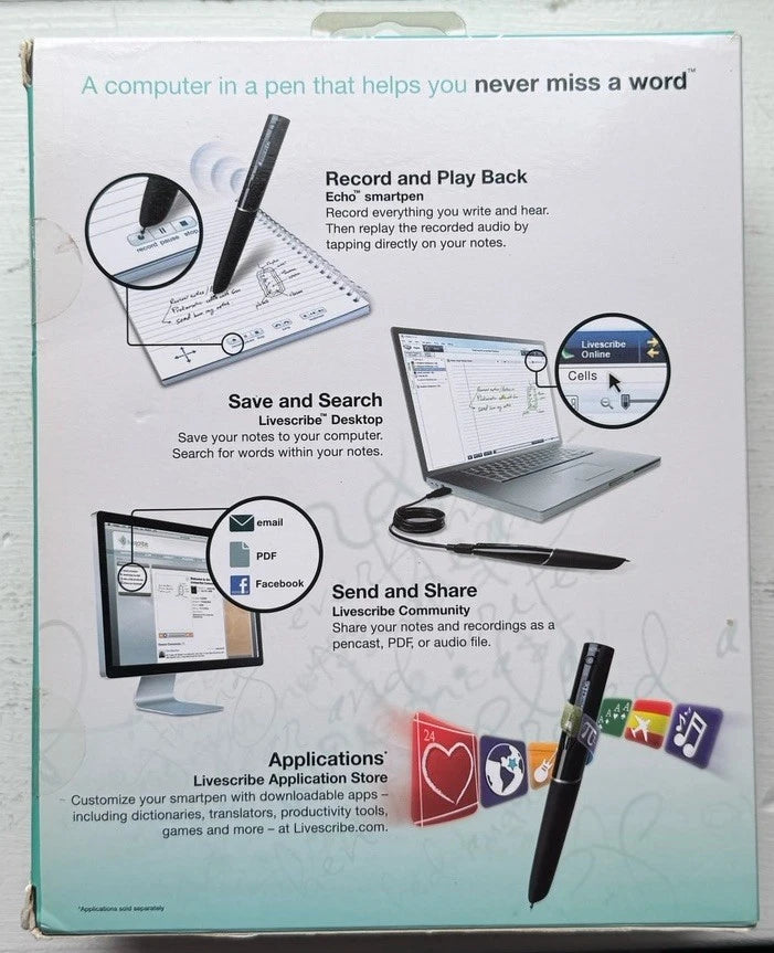 Livescribe Echo Smart Pen 8GB Record And Write APA-00007 NEW - READ
