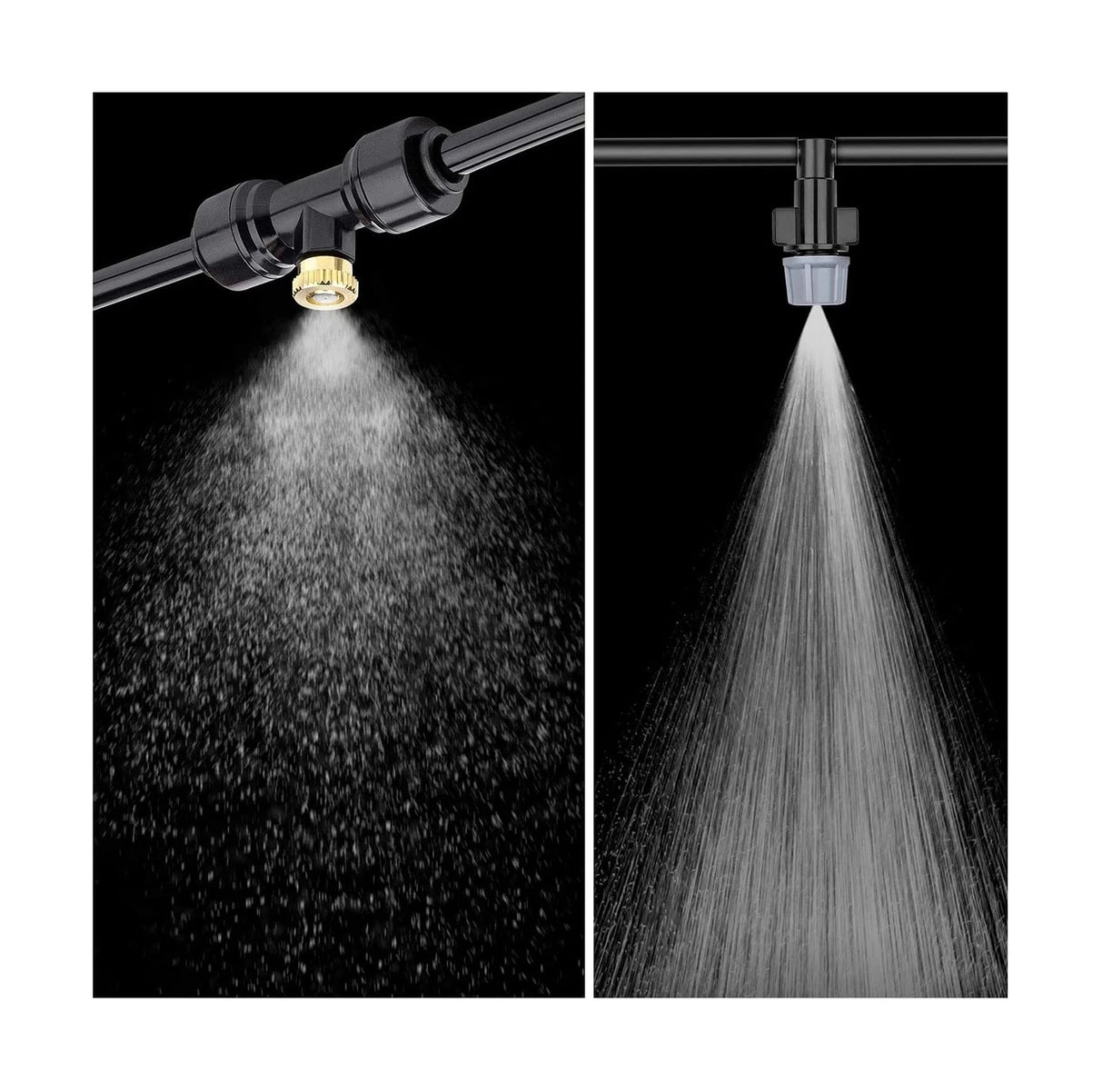 Misting Cooling System 98.4FT (30M) Misting Line + 50 Brass Mist Nozzles + 45 T-Connectors + 1 Faucet Adapters (3/4") Outdoor Mister for Patio Garden Greenhouse Trampoline for Waterpark