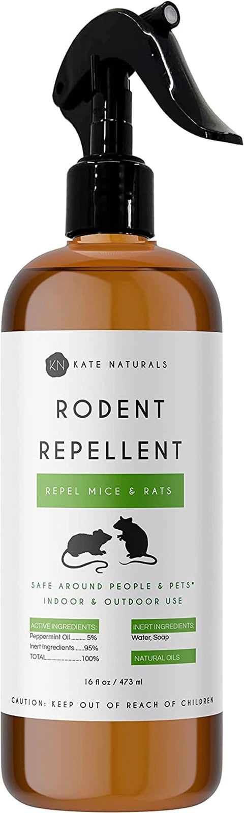 Peppermint Oil Rodent Repellent Spray (16oz) from Kate Naturals. Mice Repellent with Peppermint Oil to Repel Mice and Rats. Non-Toxic Peppermint Spray for Rodents, Raccoons Outdoors. Made in USA