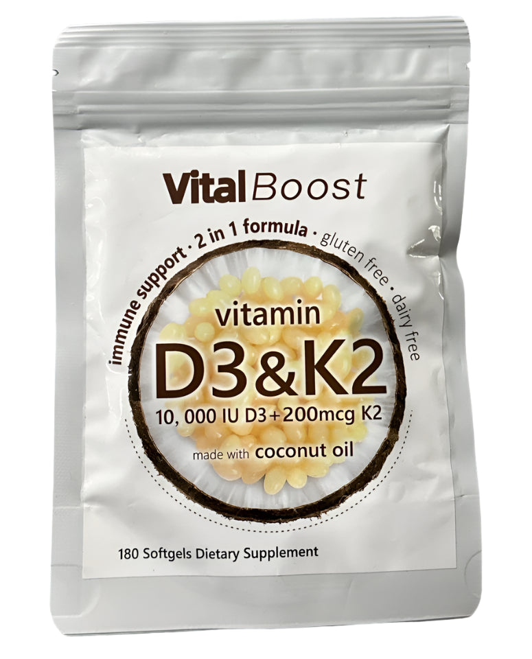 D3 & K2 10,000IU/200mcg Made With Coconut Oil, 180 Soft gels