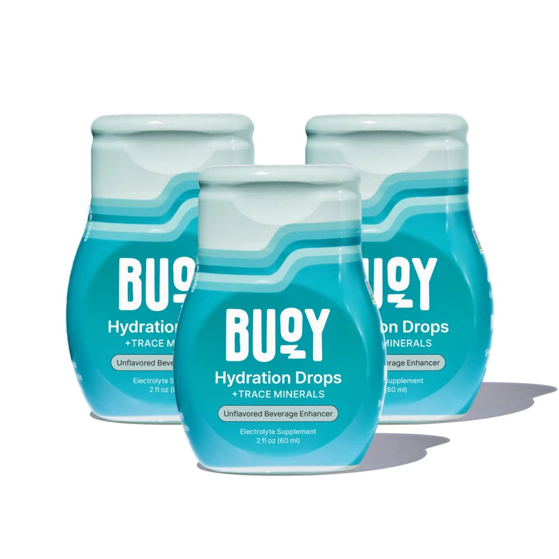 Buoy Buoy Electrolyte Drops | No Sugar, No Sweeteners | Trace Minerals, Vitamins & Antioxidants | Purposefully Unflavored | Perfect for Any Drink | Daily Hydration Supplement (Unflavored - 3 Pack)