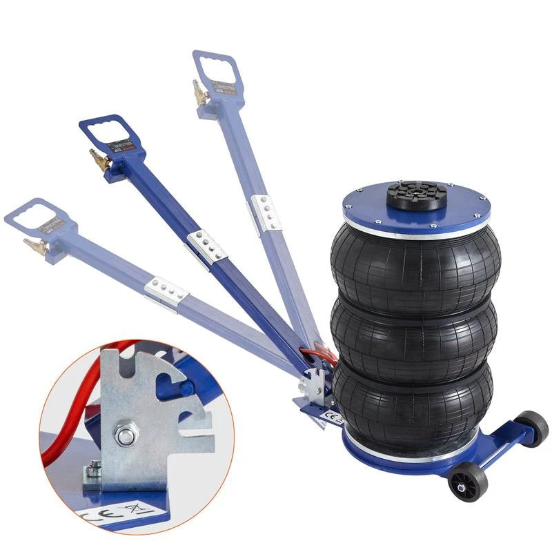 VEVOR Air Jack, 5 Ton/11000 lbs Triple Bag Air Jack, Airbag Jack with Six Steel Pipes, Lift up to 18.5 inch/470 mm, 3-5 s Fast Lifting Pneumatic Jack, with Adjustable Handle for Car, Garage, Repair,vevor air jack - Model: 5 T - Blue - Adjustable Long Han