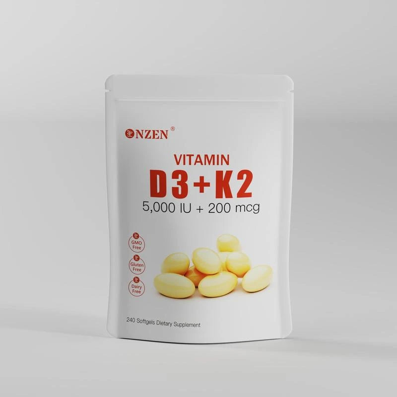 NZEN|Vitamin D3 K2 Supplement Softgels Healthcare Optimum Edible Fitness Dietary| 240 capsules