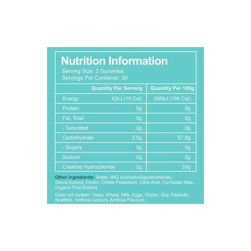 Creatine HCL Gummies Mixed Berry Flavour | Creatine Hyrdrochloride | Muscle Growth & Strength | Workout Recovery | Natural Flavour