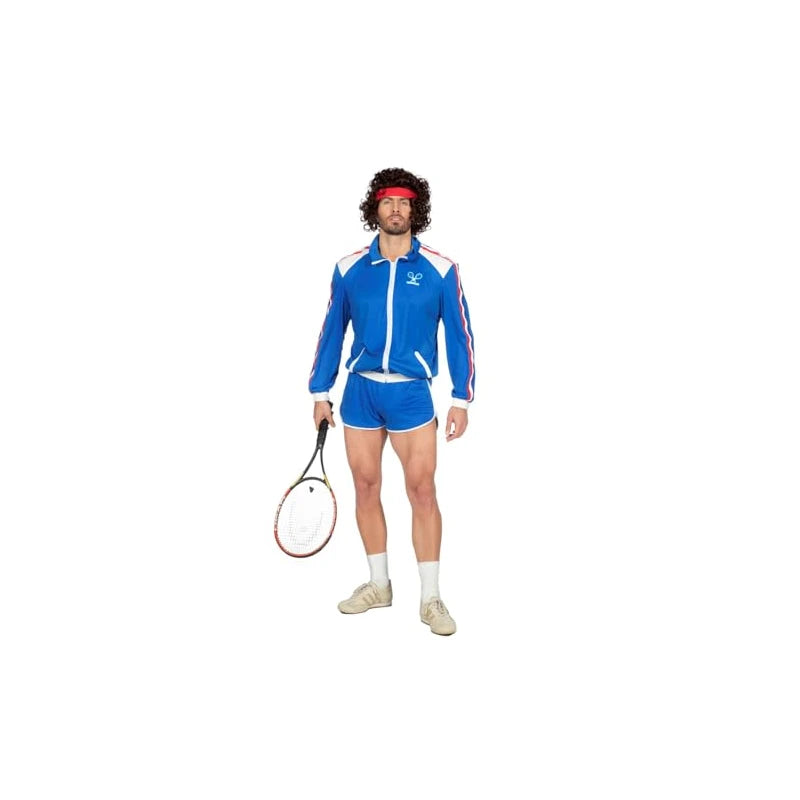 80s Tennis Star Retro Tracksuit Tennis Player 80s Wimbledon McEnroe Trash Men's Costume, 48