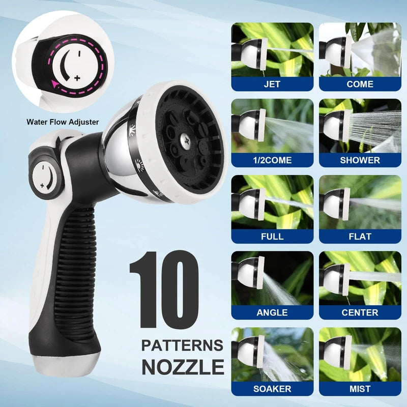 Retractable Garden Hose Reel by BSTOKCAM, 5/8" x 66ft Hybrid Rubber Hose, Water Hose Reels Automatic Rewind Storage, 10 Patterns Nozzle Included