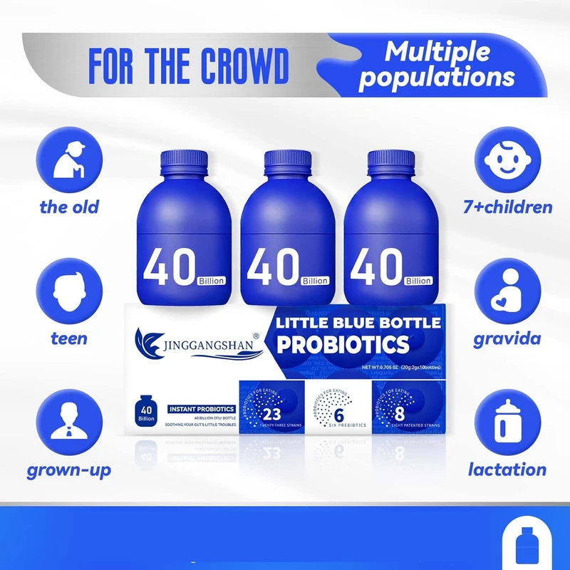 (30bottles) Zooone Probiotics 40 Billion CFU, Little Blue Bottle Probiotics for Women Men Digestive Health