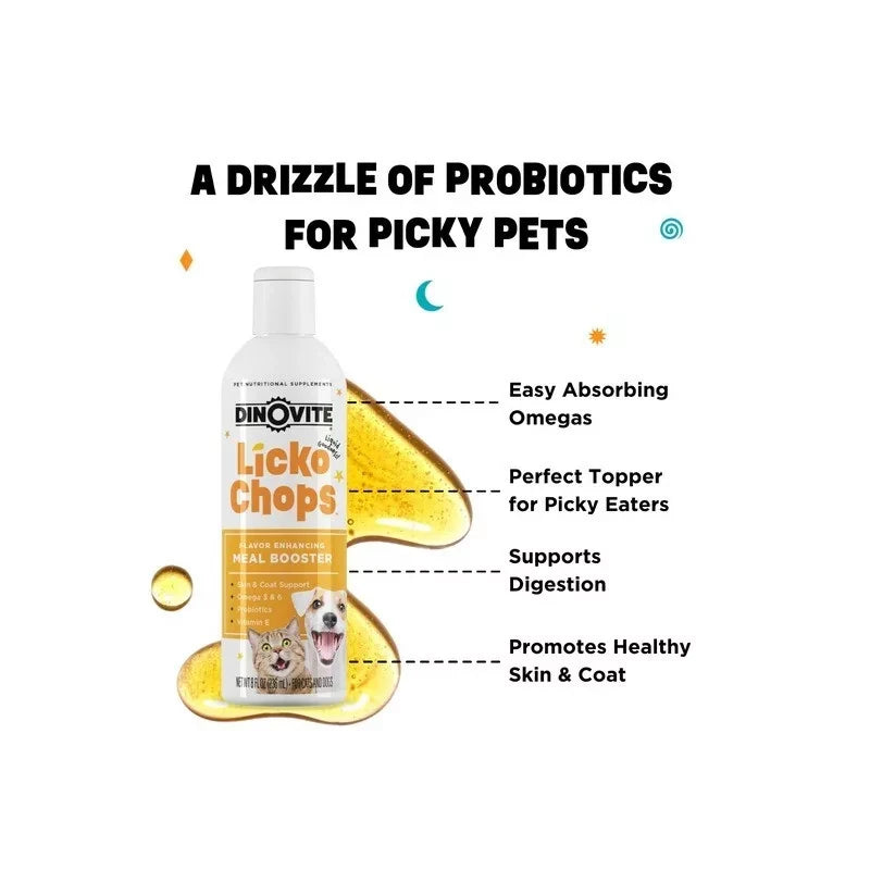 Dinovite LickOchops Omega Fatty Acid & Nutrient Supplement for Cats – 3 Pack