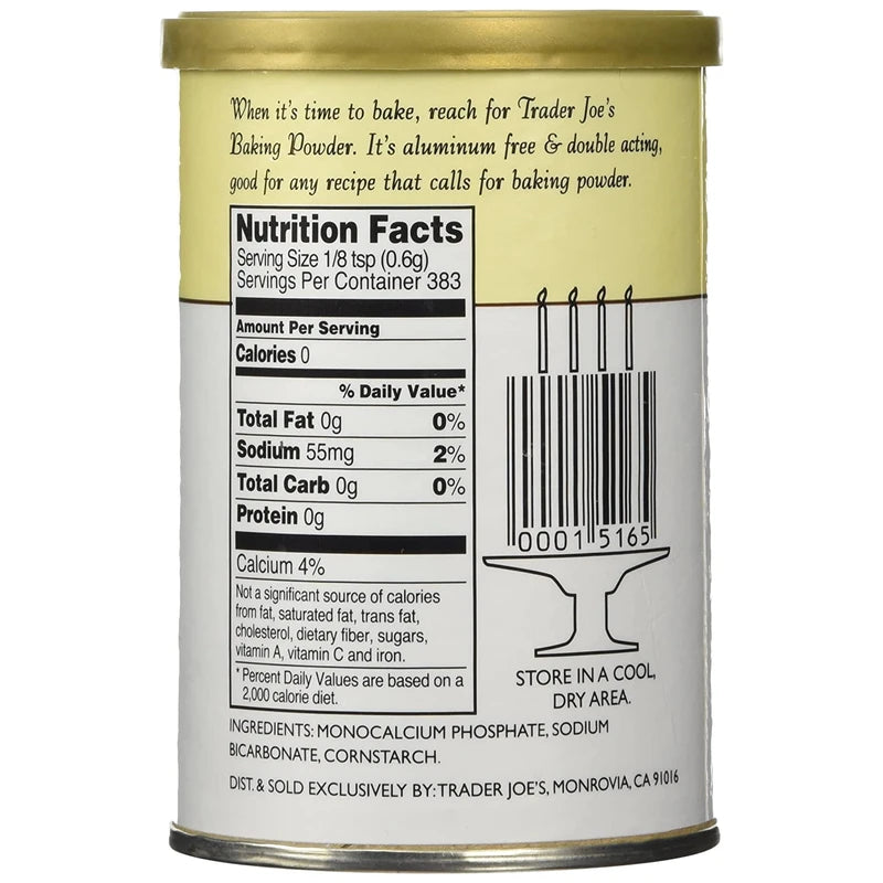 Trader Joe's Baking Powder Double Acting 8.1 Oz (Pack of 2)