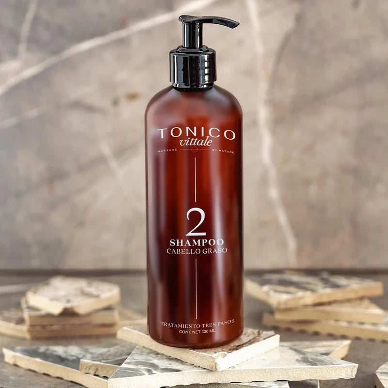 Tonico Vittale Kit 2 Paquete Tónico Y Shampoo Para Cabello Graso | Crecimiento Y Fortalecimiento Capilar | Brillo Y Reconstrucción | 100% Ingredientes Naturales
