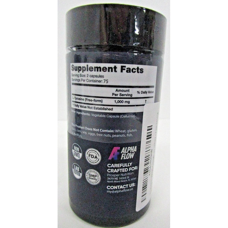 Alpha Flow L-Tyrosine 1,000 Mg, Energy, concentration 450 Capsules total
