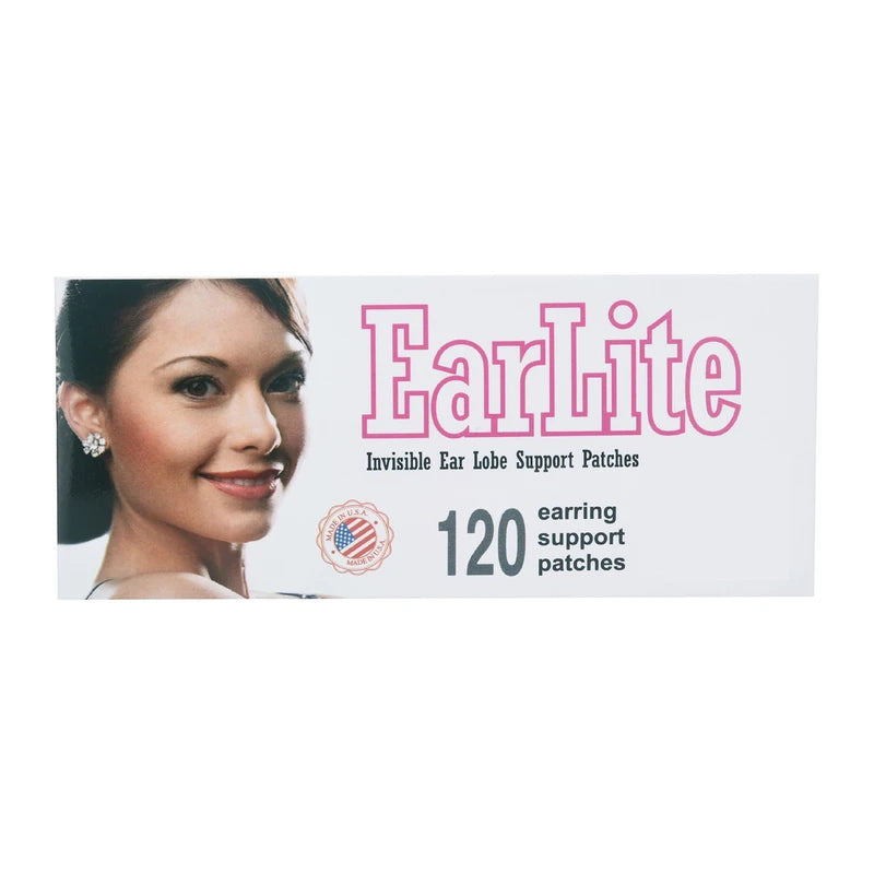 EarLite 120 (60 Ea X 2 Packs) ZipLock Pouch Invisible Earring Support Waterproof Patch - Made in USA...