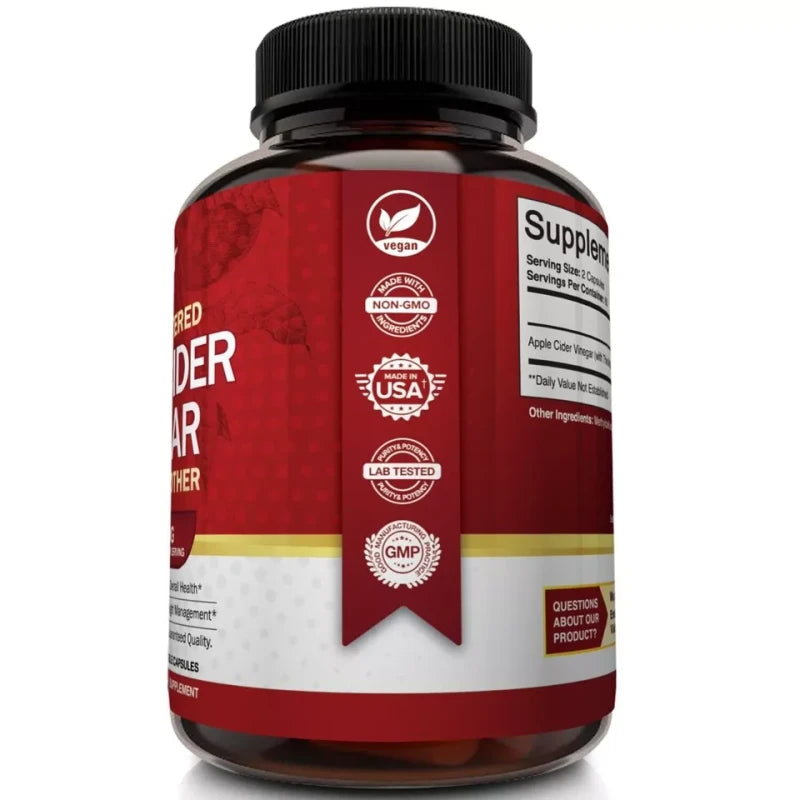 Apple Cider Vinegar Capsules - 1600mg with The Mother 120 Vegan Keto Pills | Apple Cider Vinegar