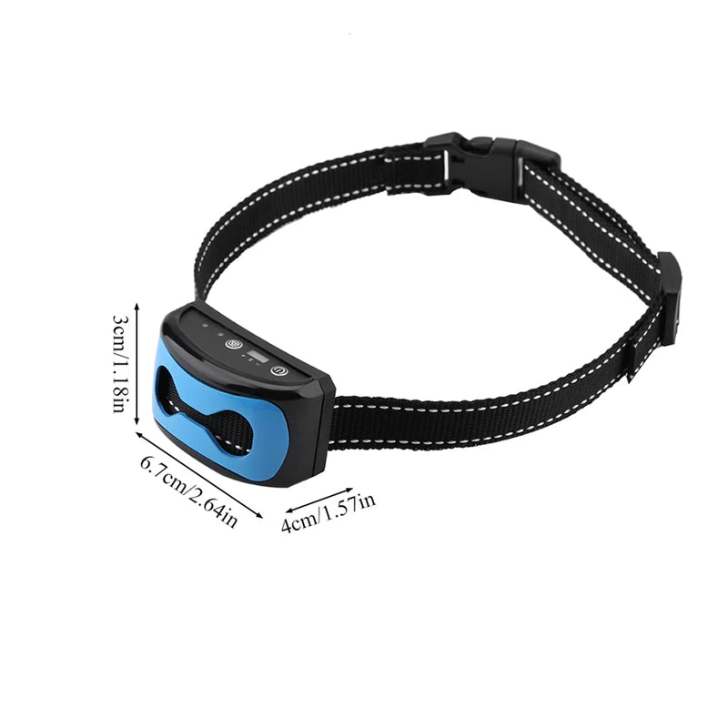 Barking Control Device Rechargeable Waterproof AntiBarking Collar Barking Detection(Blue)