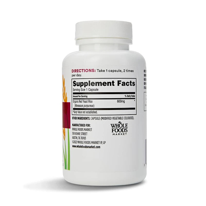 Whole Foods Market, Red Yeast Rice 600mg, 120 Vegetarian Capsules