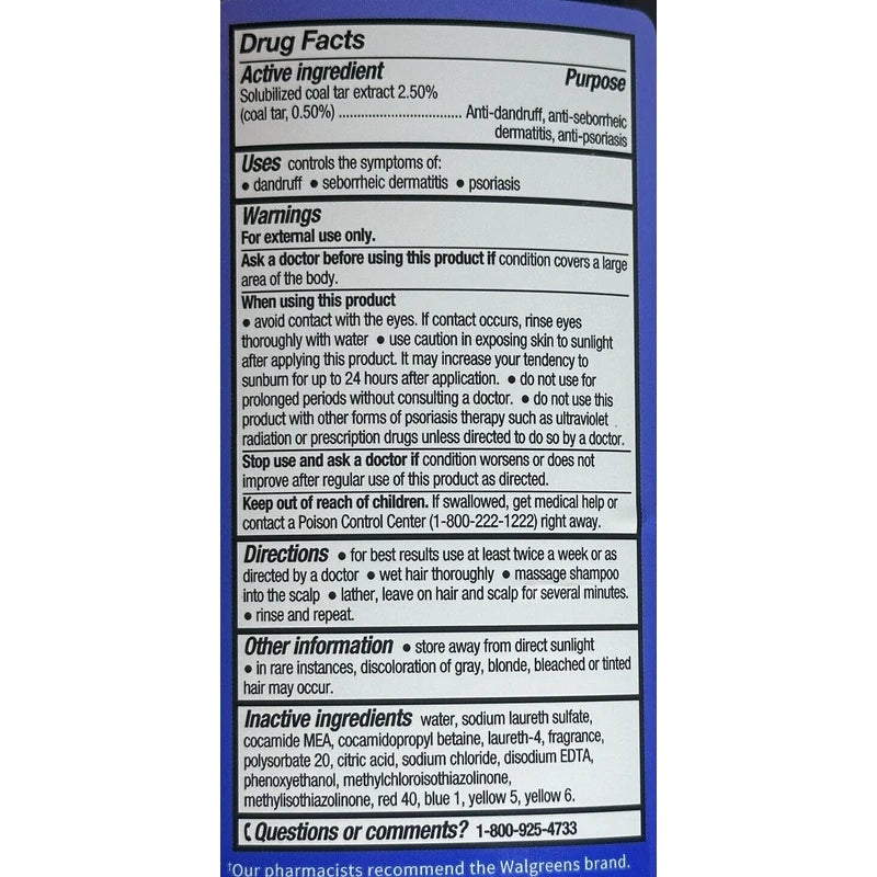 Walgreens NEW Walgreens T-Gel Shampoo Original Strength 16oz Neutrogena Alternative Tar
