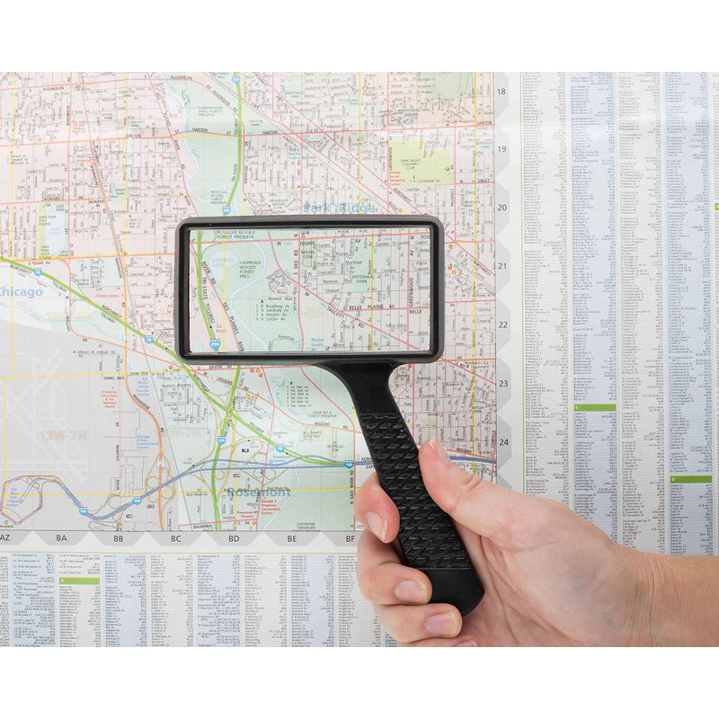 Jumbo Rectangular Handheld Magnifying Glass (3X Magnification) – Scratch Resistant Glass Lens - Large Horizontal Viewing Area