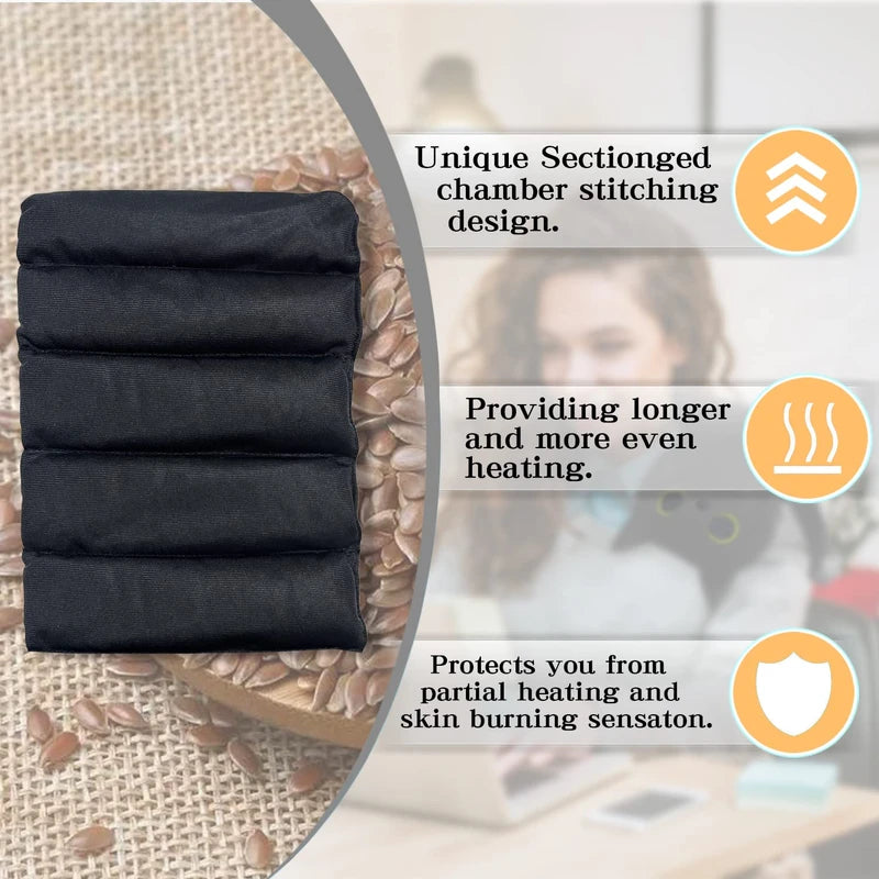 Microwave Heating Pad for Pain Relief, 9" x 17" Heating Pads for Cramps, Back Pain, Neck Shoulder, Muscles, Knee, Joints, Microwavable Natural Heat Pack Moist Heat, Black Cat