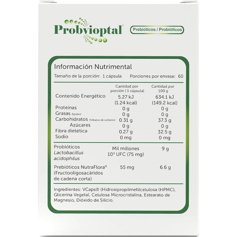 Probvioptal™ Probióticos y Prebióticos | 14,000 Millones de UFC | 60 Cápsulas con Tecnología Duocap | Salud Digestiva e Inmunológica | Sin Gluten | Alta Potencia | B BOMUCA